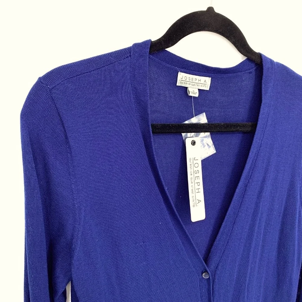 Joseph A. Lightweight Long Sleeve Royal Blue V Neck Cardigan Sweater Size Small